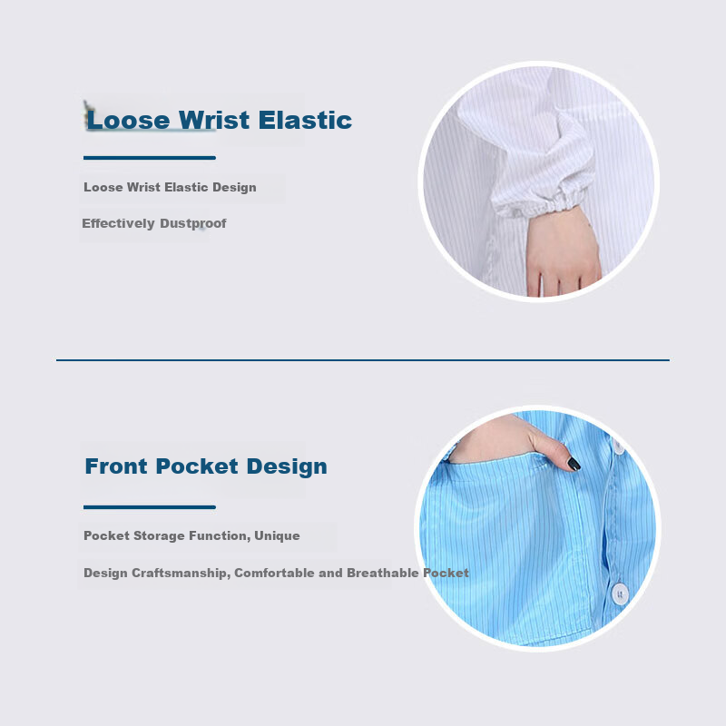 Jiuchengu Anti-Static Coat with Large Cap Dust-Free Long Workwear Unisex Dustproof Workshop Electronics Factory Protective Clothing Blue 3XL 6