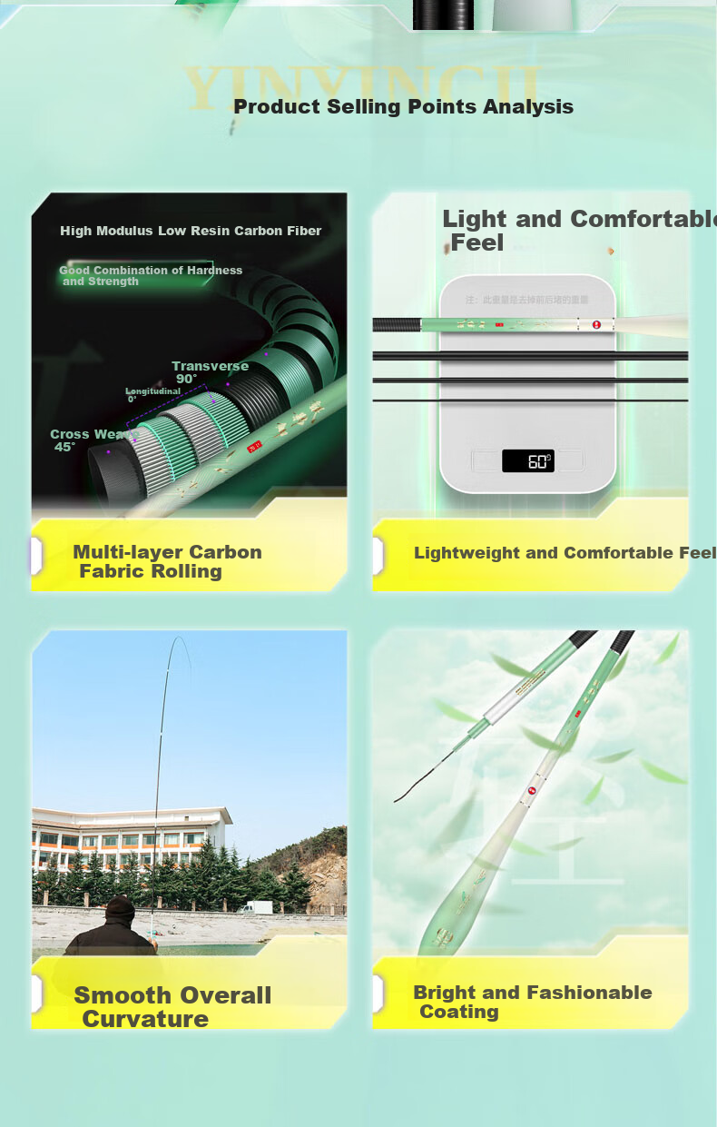 GW 2.7m Silver Shadow Crucian Carp Second Generation Ultra-Light Ultra-Thin Hand Fishing Rod Tai Fishing Rod Fishing Gear 2
