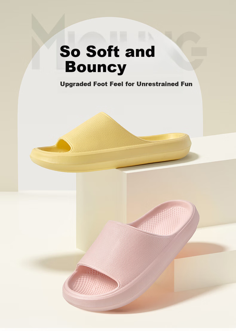 GUOLUOFEI Men's Summer Slippers Soft Sole Non-Slip Thick EVA Bathroom Shower Sandals Yellow Size 39-40 1
