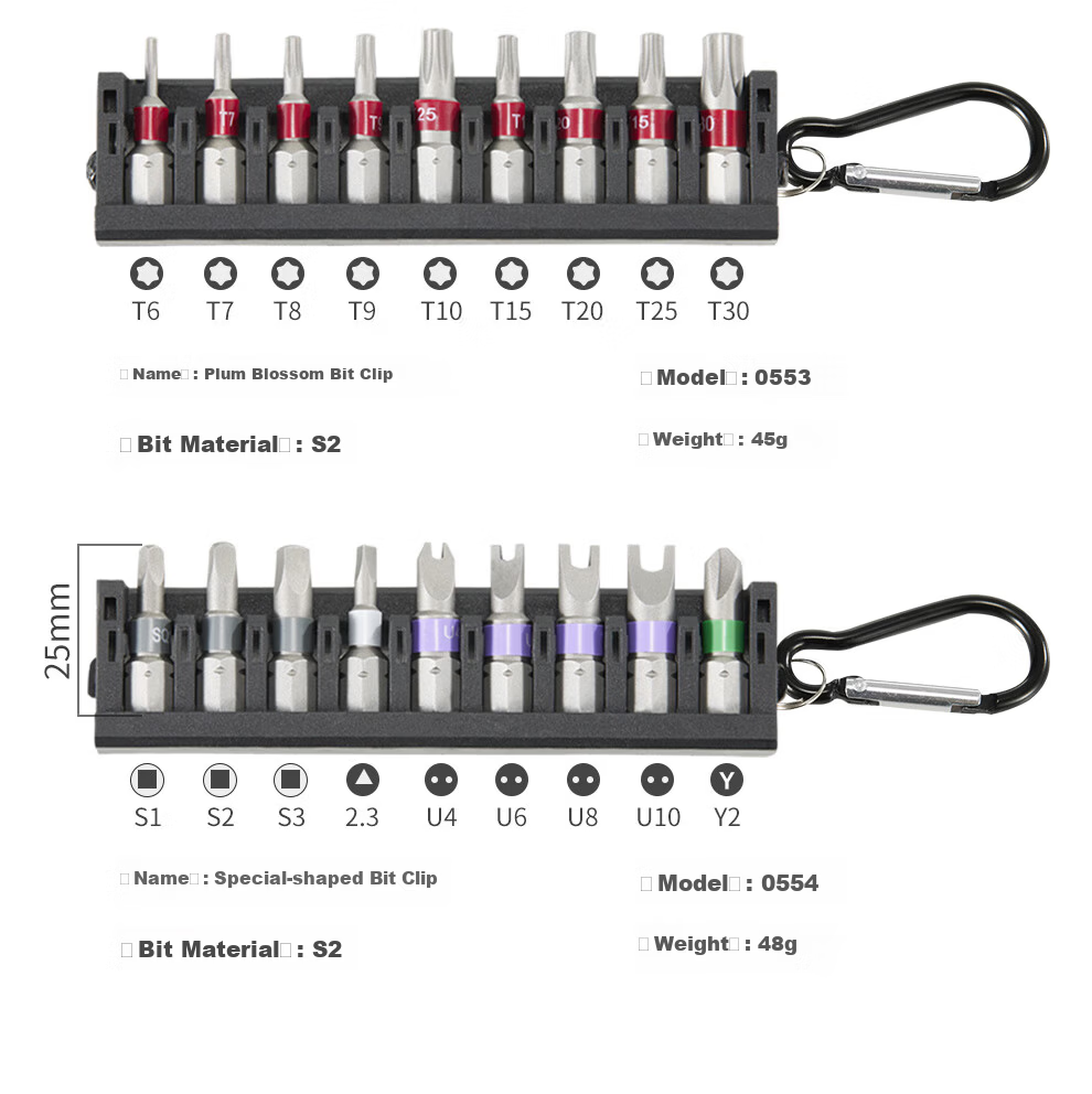 MASTERPROOF Strong Magnetic High Hardness S2 Alloy Steel Flathead and Phillips Screwdriver Bit Set for Electric Screwdrivers and Drills 3