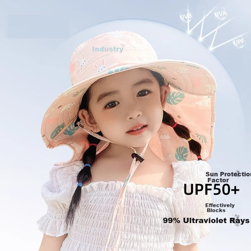 HAOGUAN Kids Sun Hat Summer Sunshade Cap Boys Girls Baby Beach Hat Wide Brim UV Protection