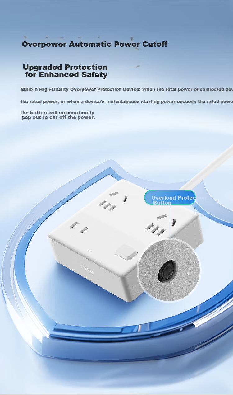 BULL New National Standard Mini Magic Box Overload and Overpower Protection Desktop Power Strip with 5-Control Switches, 1.5m Cable, White 4