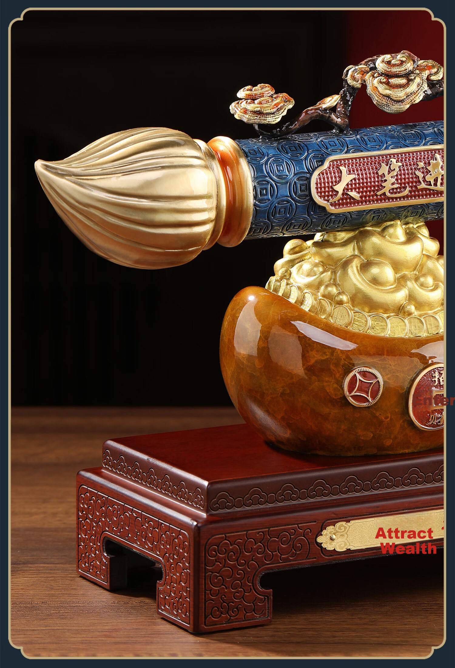 Daming Copper Craftsman Large Copper Pen Wealth Ornament Opening Celebration Gift Office Reception Hallway Living Room Decoration Housewarming Promotion Gift 9