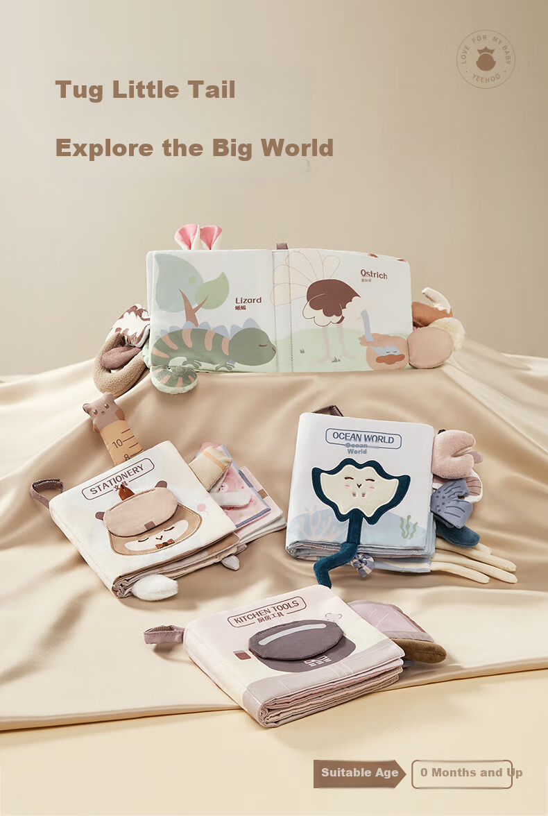 YEEHOO Baby Washable Premium Tear-Resistant Cloth Book Toy Gift Box Montessori Early Education Newborn Welcome Gift 1