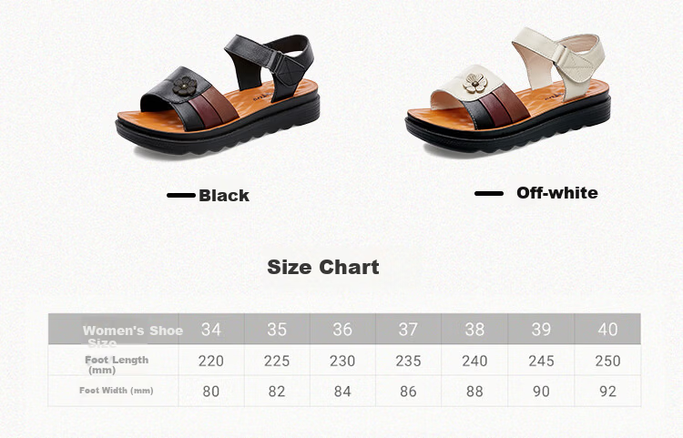 LAORENTOU Women's Genuine Leather Flat Sandals, Beach Non-Slip Soft Sole Middle-Aged and Elderly Sandals LK13182 - Black Size 35 12