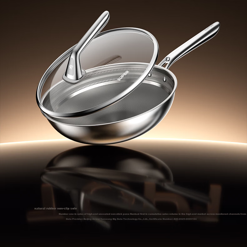 SUPOR Pure Titanium Wok 2nd Generation Non-Coated Healthy Non-Stick Titanium Pan Household Cooking Pot Annual New Release 3