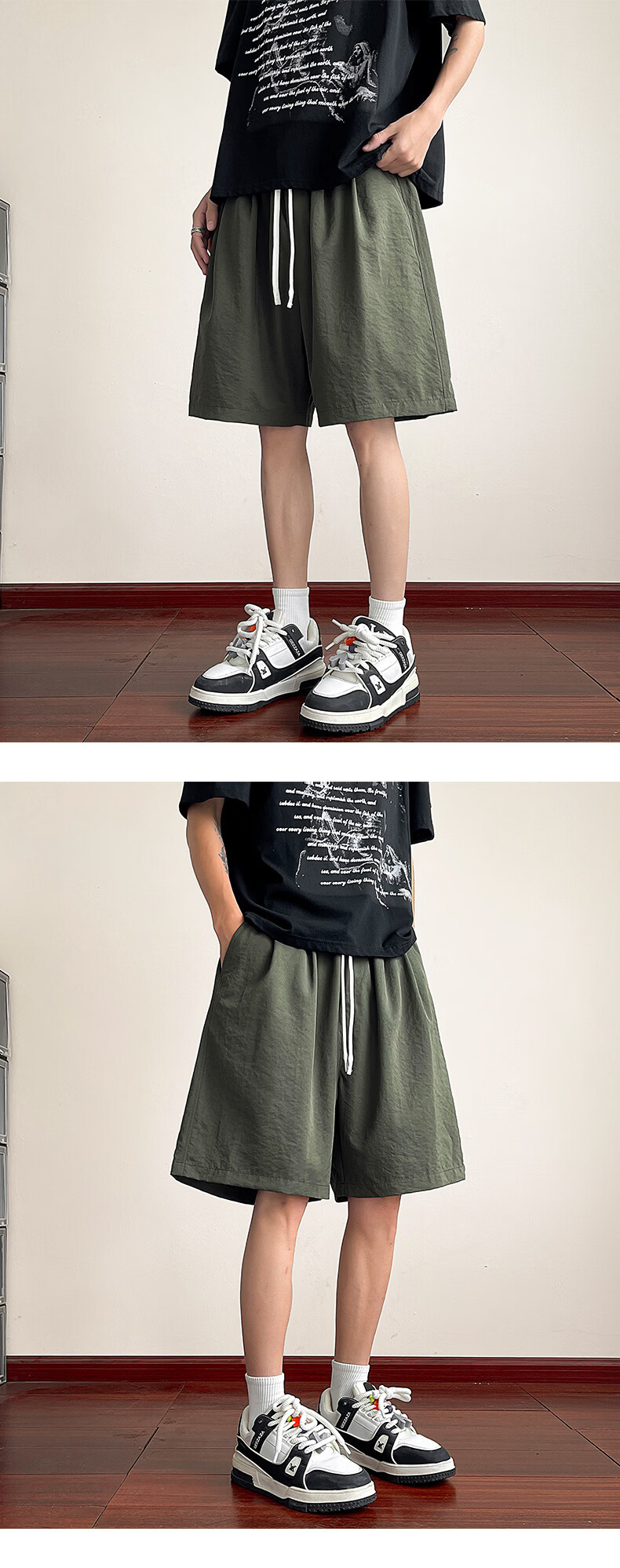 MON-LIST Men's Summer Simple Loose Vintage Quick-Dry Sports Straight Casual Shorts MLDK09 White 3XL 15