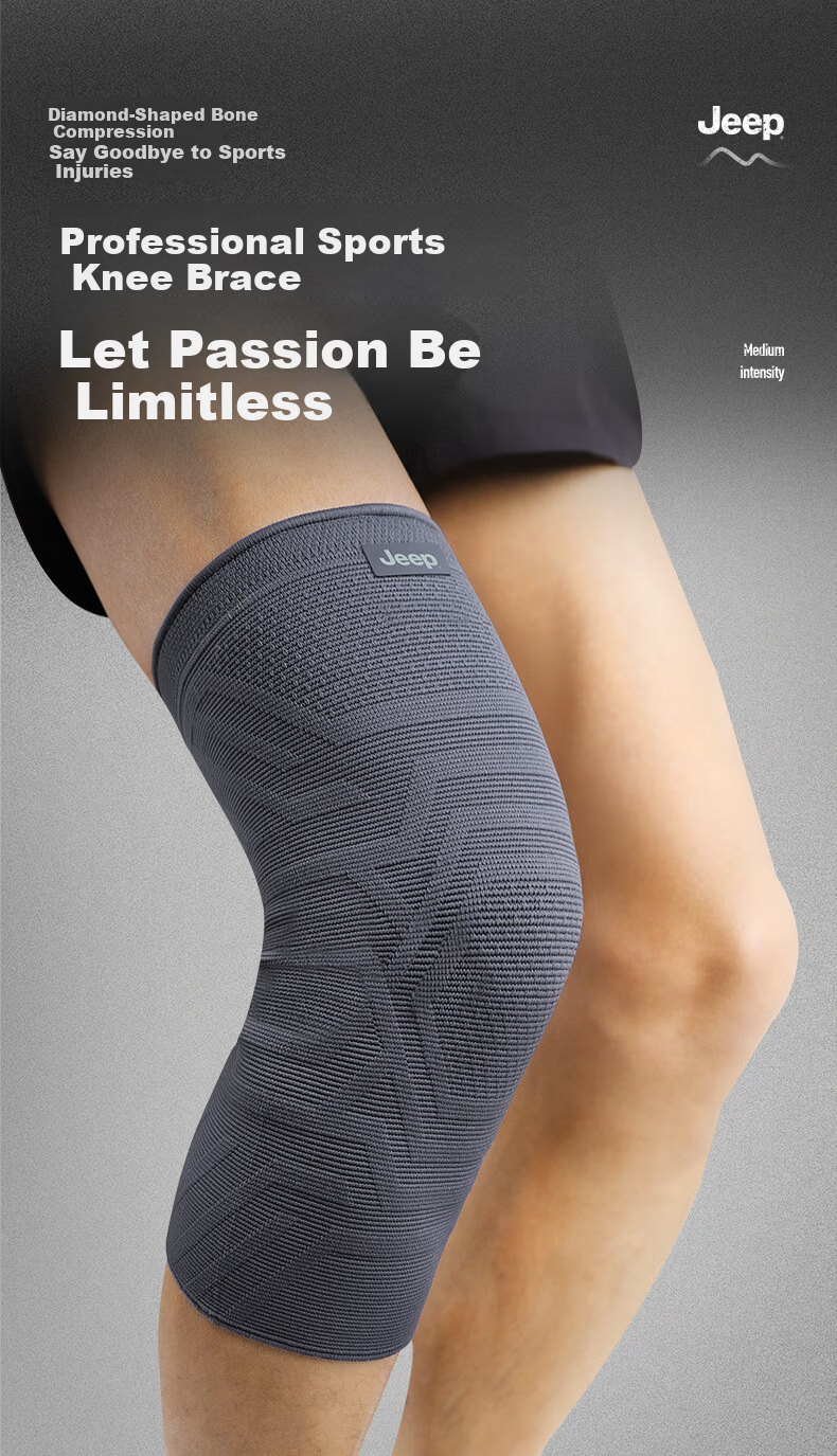 JEEP Knee Pads Sports Unisex Basketball Protective Running Fitness Breathable Adult Circular Knitted Knee Pads Black XL 1