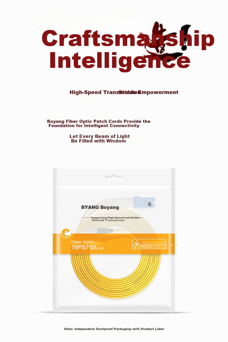 BOYANG Telecom Grade Fiber Optic Patch Cord FC-LC (UPC) 1m Single Mode Duplex Fiber Optic Cable Φ2.0 Flame Retardant Low Smoke Halogen-Free Patch Cord BY-1532S 10