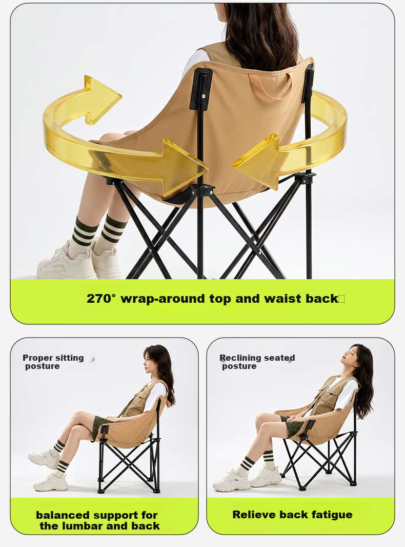 DU PONT Outdoor Folding Chair Camping Chair Picnic Moon Chair Portable Recliner Fishing Folding Stool 5