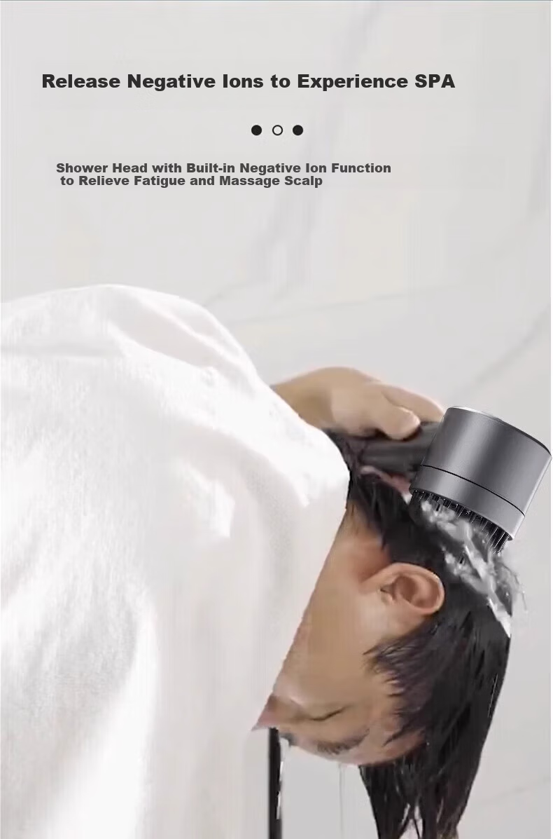 OPLSED [Germany] Gunmetal Gray Pressurized Shower Head High Pressure Shower Bathroom with Massage and Skin Care Filter OP-BXG006 7