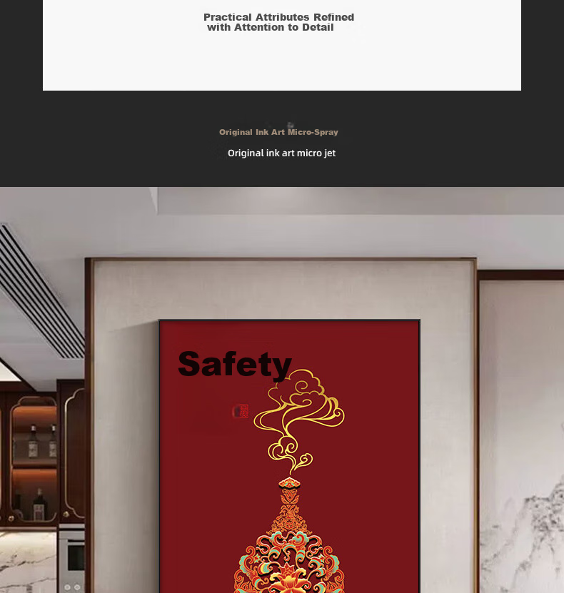 Yihuan Yu Gourd New Chinese Style Entryway Decorative Painting Vintage High-End Five Blessings Doorway Corridor Wall Art 5