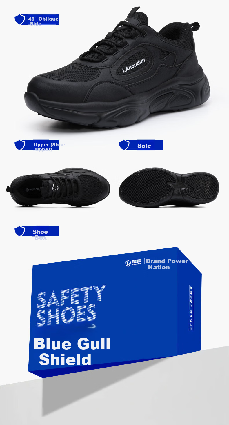 BlueOwl Shield Men's Summer Breathable Lightweight Soft Sole Steel Toe Anti-Smash Anti-Puncture Wear-Resistant Work Safety Shoes D317 Size 42 18