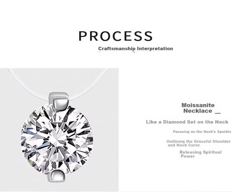 Dijing 520 Gift for Girlfriend Moissanite Necklace Mermaid Tear Pendant Invisible Transparent Fishing Line Clavicle Chain 6