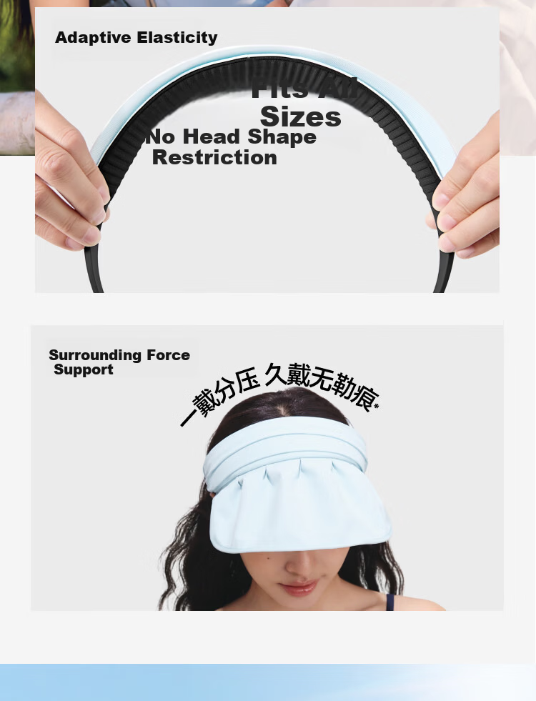 Beneunder Open-Top Sun Protection Hat for Women, Sun Visor Headband, UV Protection, Portable and Foldable 5