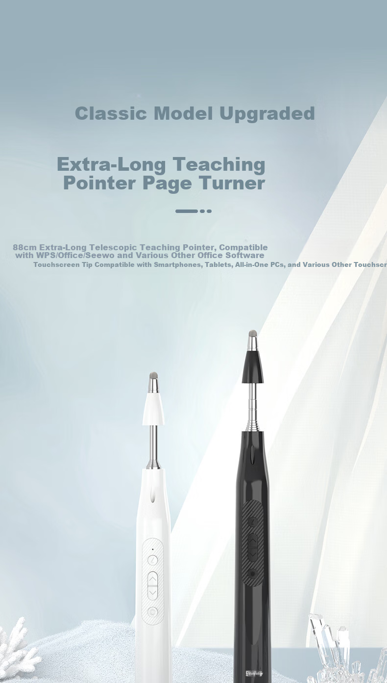 Whistler i6 White Flip Pen Red Laser Pointer Multifunctional PPT Remote Control Pen Telescopic Teaching Pointer Teacher's Whiteboard Writing Touch Pen Rechargeable Projection Pen for Meetings and Pres 1