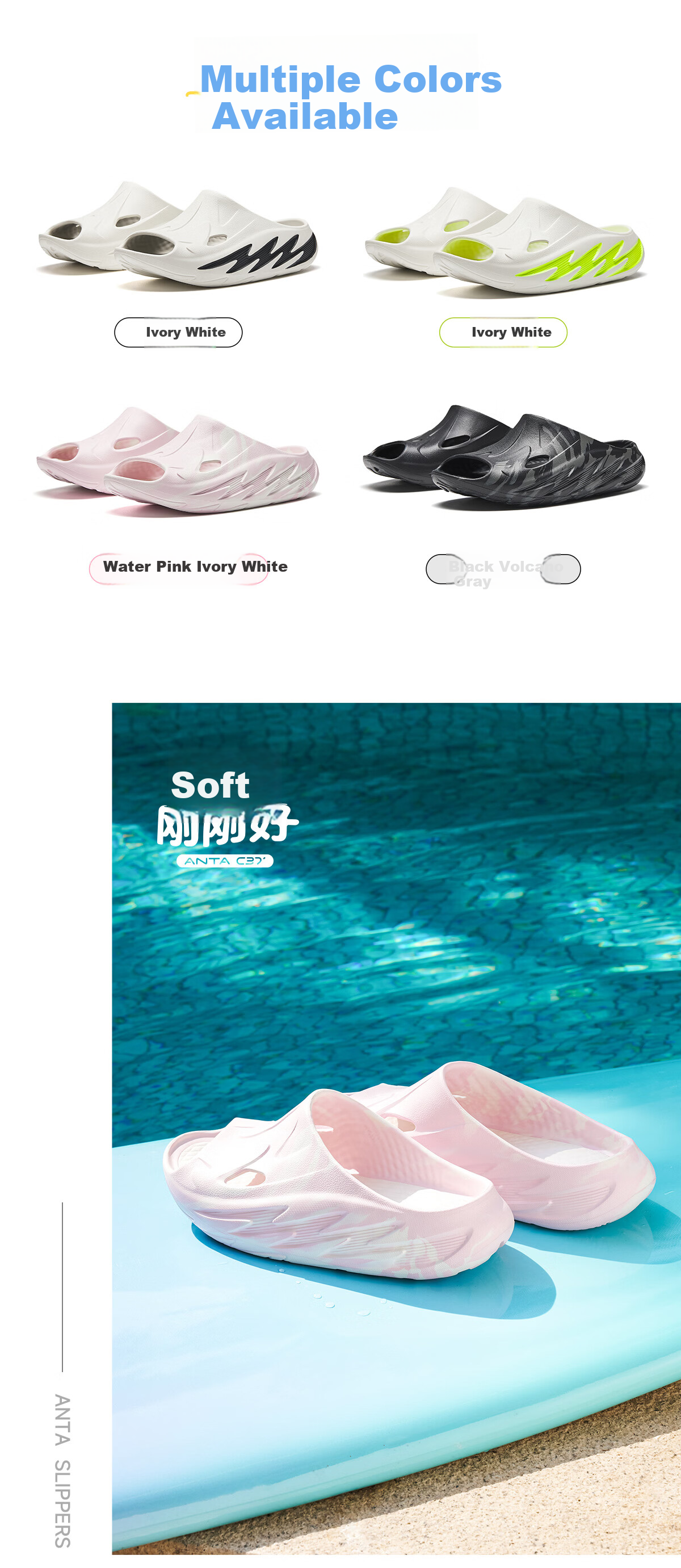 Anta C37 Sports Slippers | Summer Shock-Absorbing Non-Slip Basketball Slippers Outdoor Beach Shoes Comfortable Casual Sandals for Men 7
