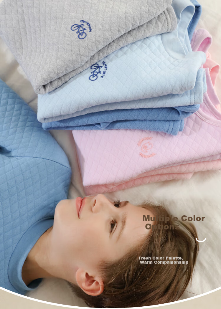 Hodohome Kids Thermal Underwear Girls' Half Turtleneck Pure Cotton Triple-Layer Quilted Thickened Air Layer Autumn Top and Bottom Set 206 Pink Size 130 5