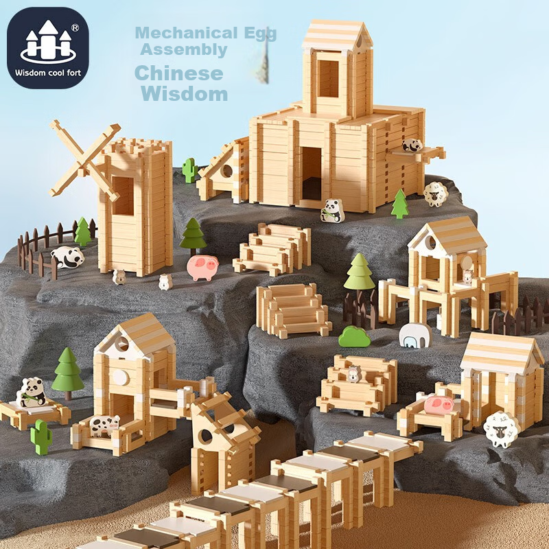 Zhiku Castle Children's Mortise and Tenon Building Blocks Educational DIY Handmade Building Blocks House Assembly Toy Birthday Gift for Boys and Girls