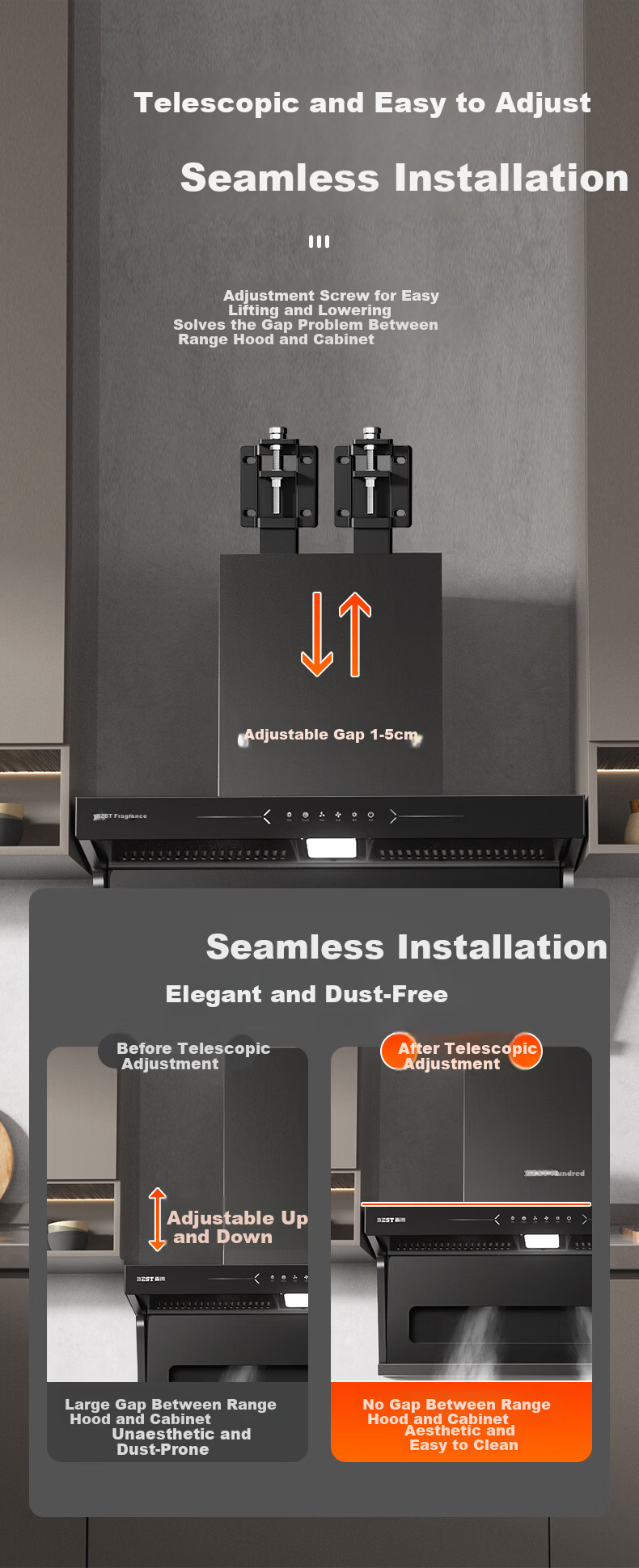 Geer Range Hood Lift Bracket Hook Thickened Adjustable Hanging Plate Telescopic Hanging Accessory Floating Hanging Piece Mounting Bracket Universal for Top Suction 7-Shaped T-Shaped Side Suction 5