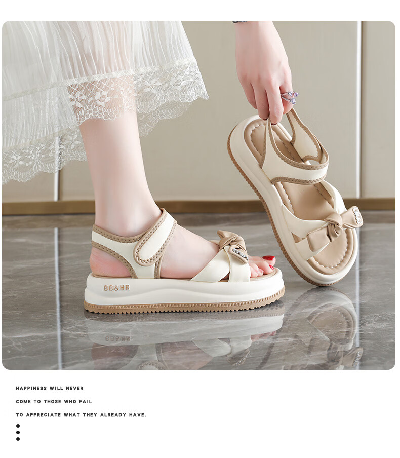 Cartelo Crocodile Women's Summer New Bowknot Open Toe Casual Thick Sole Beach Sandals 1935 Beige 37 10