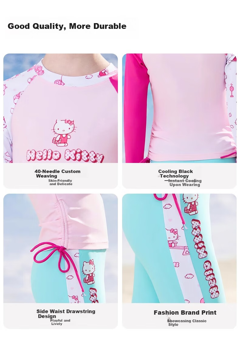 F.DYRAA & Hellokitty Girls' Two-Piece Sun-Protective Swimwear Set A-Class KC522C0062H Pink Size 130 8