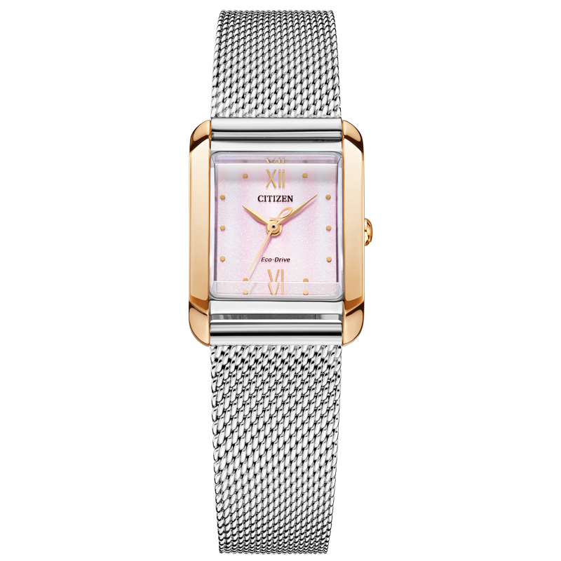 CITIZEN Women's Watch L Series Solar-Powered Square Dial Steel Band EW5596-66X Gift for Girlfriend