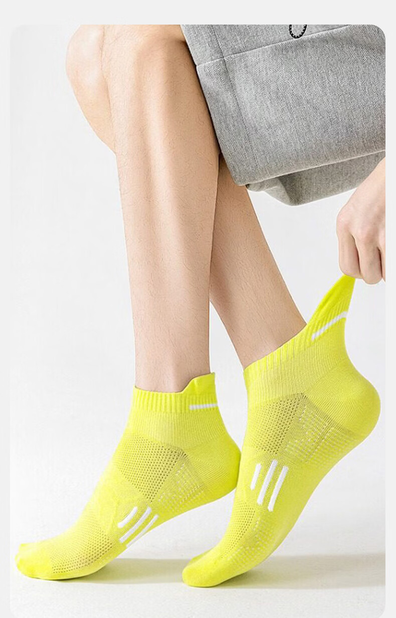 Cotton Xiaonian Men's Short Socks Spring Summer 100% Pure Cotton 10A Antibacterial Odor-Resistant Mesh Breathable Ankle Socks with Heel Tab 6 Pairs 23