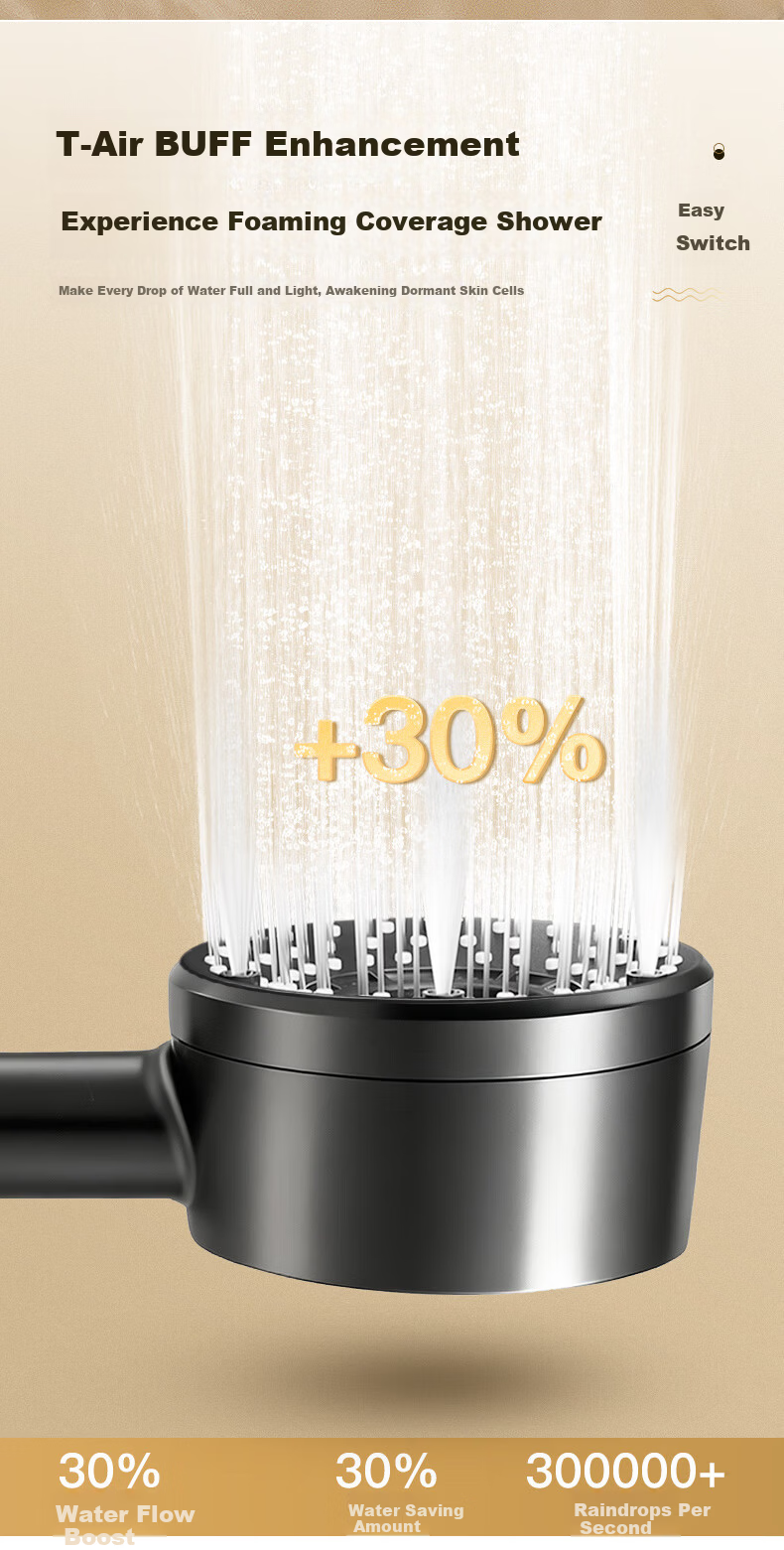 Jingmi Premium Handheld Shower Head Single Nozzle Pressure Boosting Bathroom Spray Five-Mode Water Purification Filter Shower Head 6