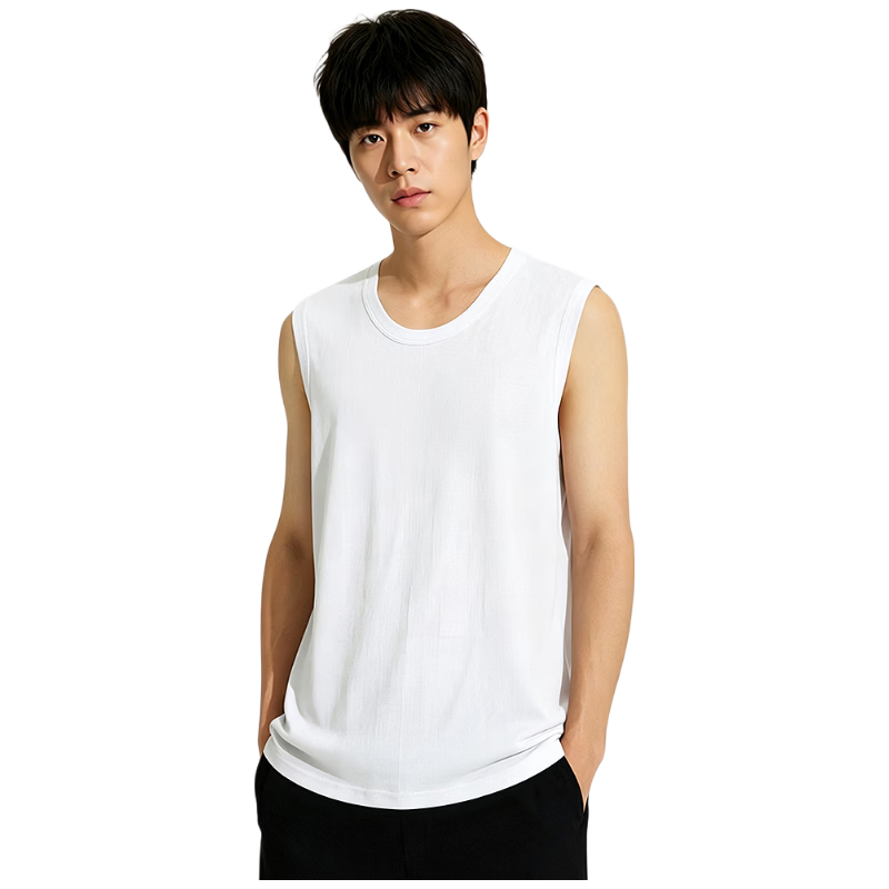 Little Nurse Men's Cotton Breathable Wide Shoulder Sleeveless Tank Top T-Shirt