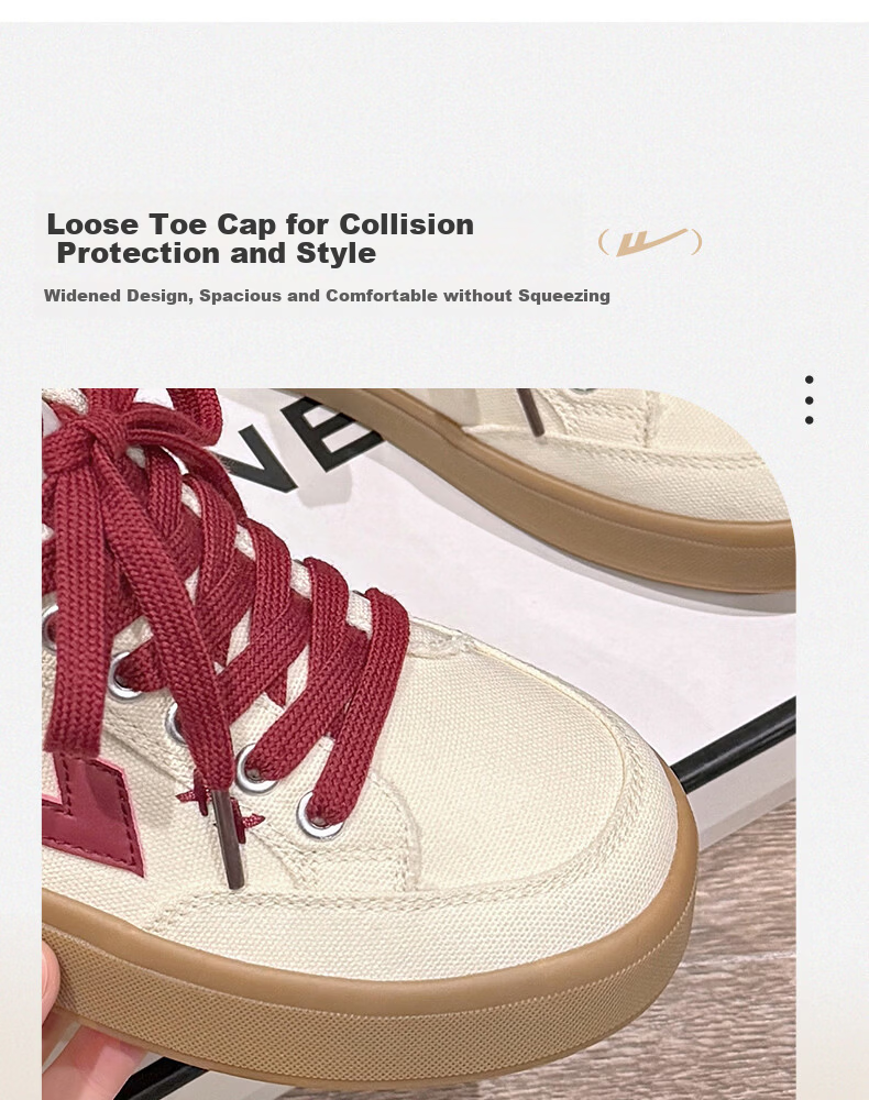 Warrior Official Women's New Versatile Sneakers 2026 Summer Classic Simple Breathable Canvas Shoes Women Beige Red Size 35 8