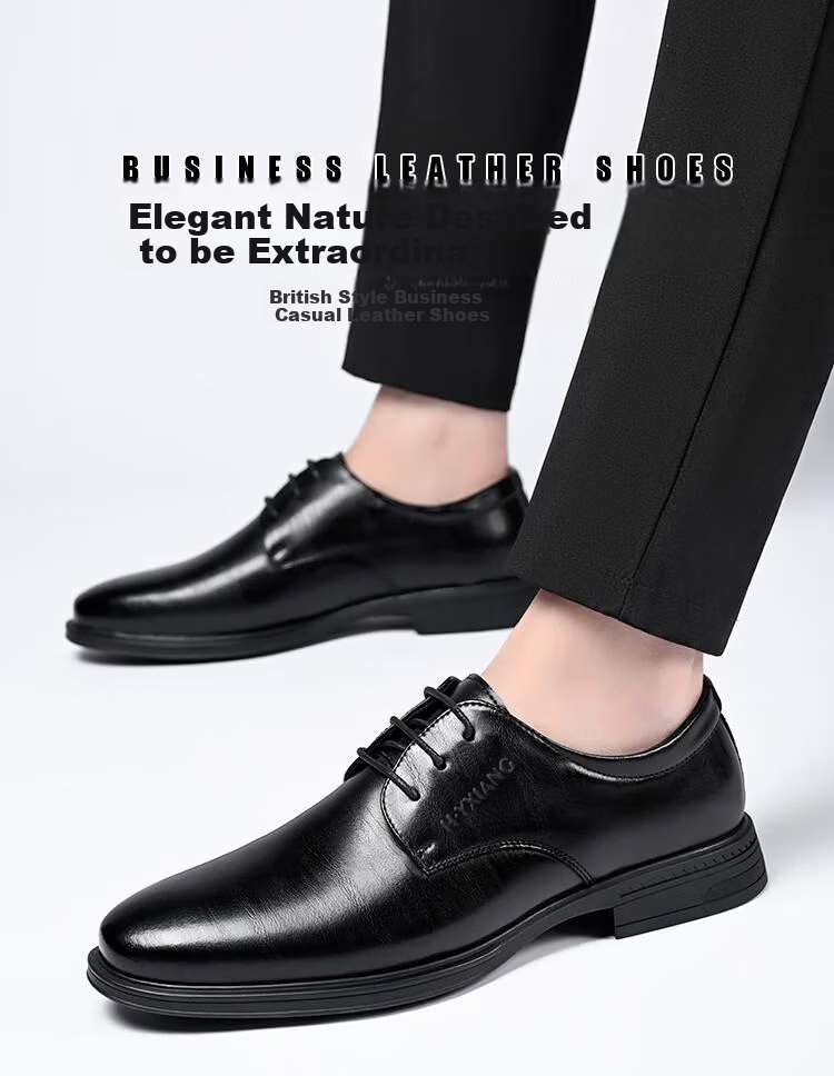 Hengyuanxiang Men's Business Casual Lace-up Derby Dress Work Wedding Shoes J6325 Black 41 2
