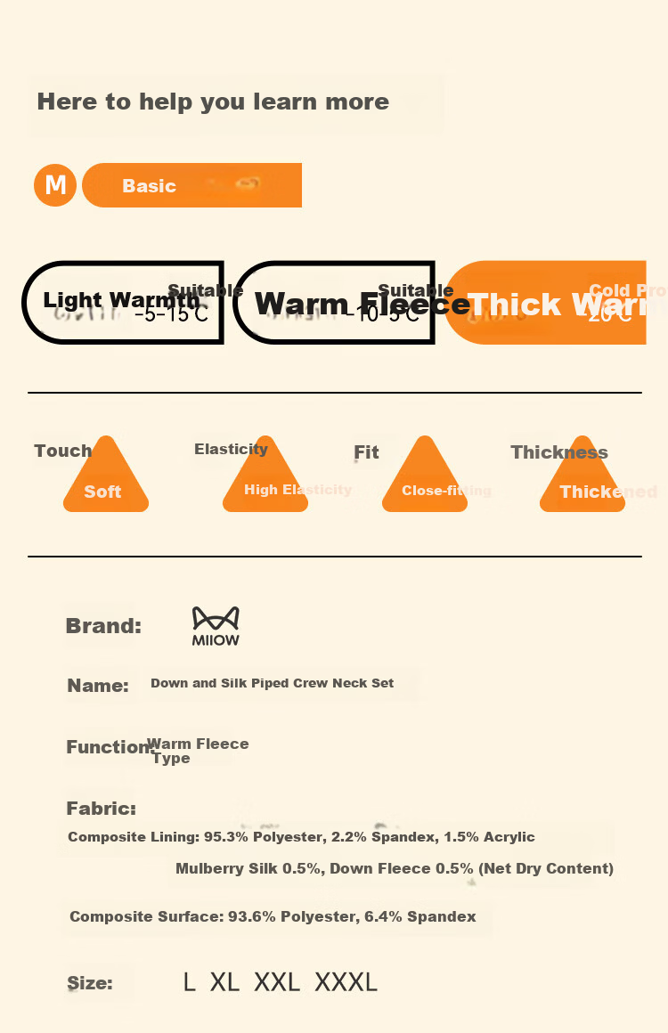 MiiOW [Goose down Silk] Men's Thermal Underwear, Fleece-Lined Thickened Autumn Pants, Antibacterial Warm Pants Set for Me 9