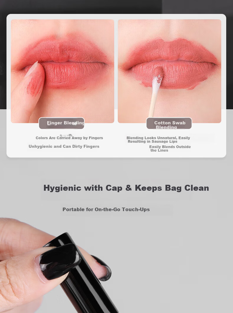 MSQ Mini Portable Lip Brush with Cap Round Head Lipstick Brush Mini Concealer Brush Lip Balm Blending Lip Mud Lip Gloss 2