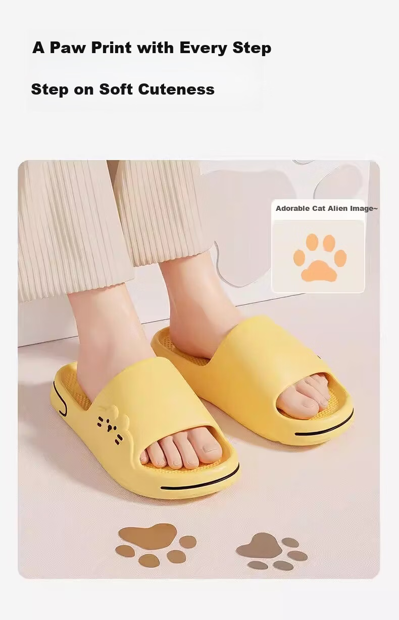 Qiumuxi Cute Cat Slippers Unisex Cartoon Outdoor Anti-Slip Home Indoor Bathroom Couple Thick Sole Soft Feeling Cool Slippers 4