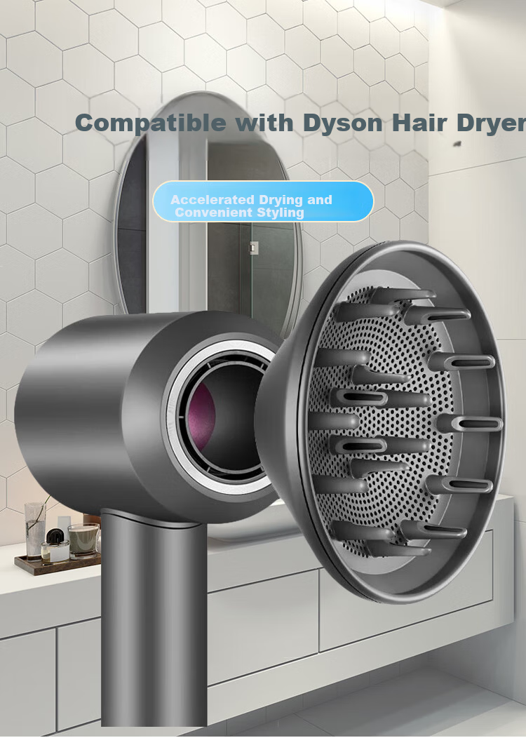 Shuangwei Compatible Dyson Hair Dryer Diffuser Magnetic Attachment Curling Drying Nozzle Large Diameter Volumizing Smooth CFJ-Diffuser Nozzle 1