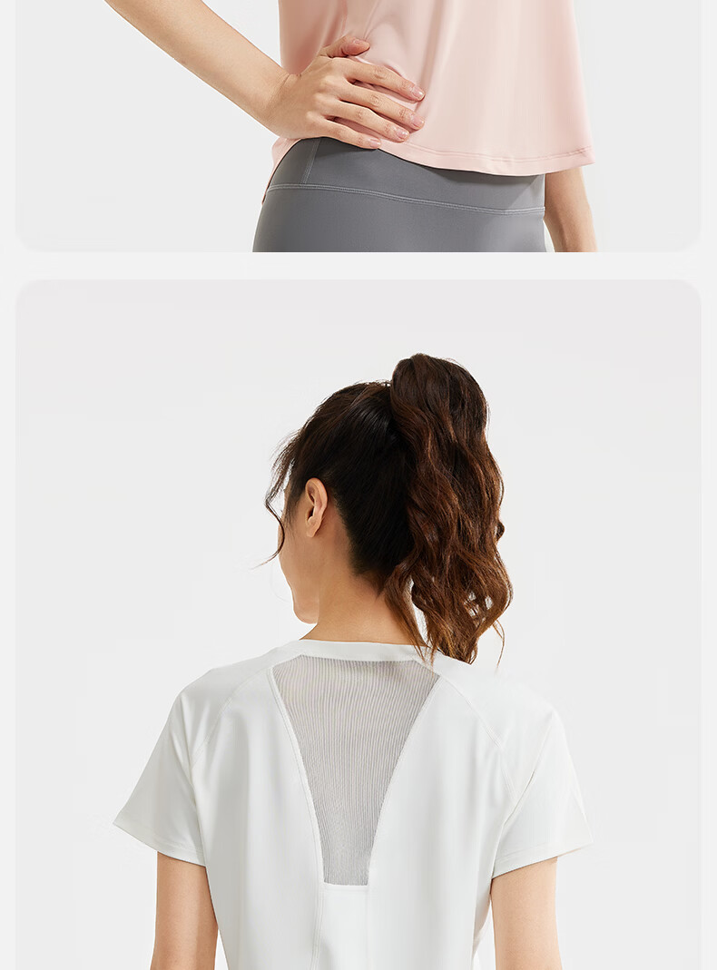 MINISO Yoga T-Shirt Quick-Dry Sports Top Women Yoga Wear New Short Sleeve Running Training Breathable Mesh Fitness Shirt Summer 12