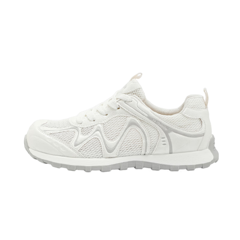 La Chapelle Women's Mesh Shoes New Lightweight Breathable Running Shoes Casual Simple Sports Shoes E885 Off-White Size 36
