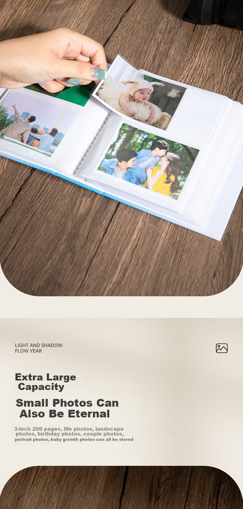 Comix DS-630 6-Inch Photo Album Large Capacity Family Laminated Insert Style Children's Growth Baby DIY Couple Travel Record 200 Photos 3