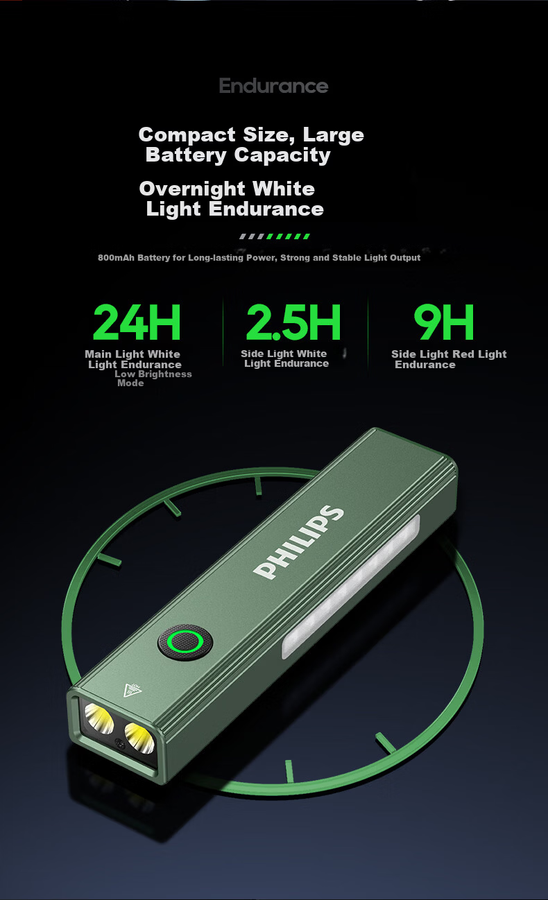 PHILIPS Flashlight, High Brightness, Magnetic Attraction, Household Use, Small Laser Pointer, Infrared Long-Range, Outdoor Lighting, Emergency Light, 6257GR 14