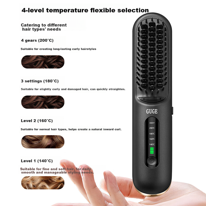GUGE [5.67 Billion Negative Ions] [Price Protection 618] German Wireless Straight And Curl Comb, Dual-Use High Crown Comb with Hair Clip