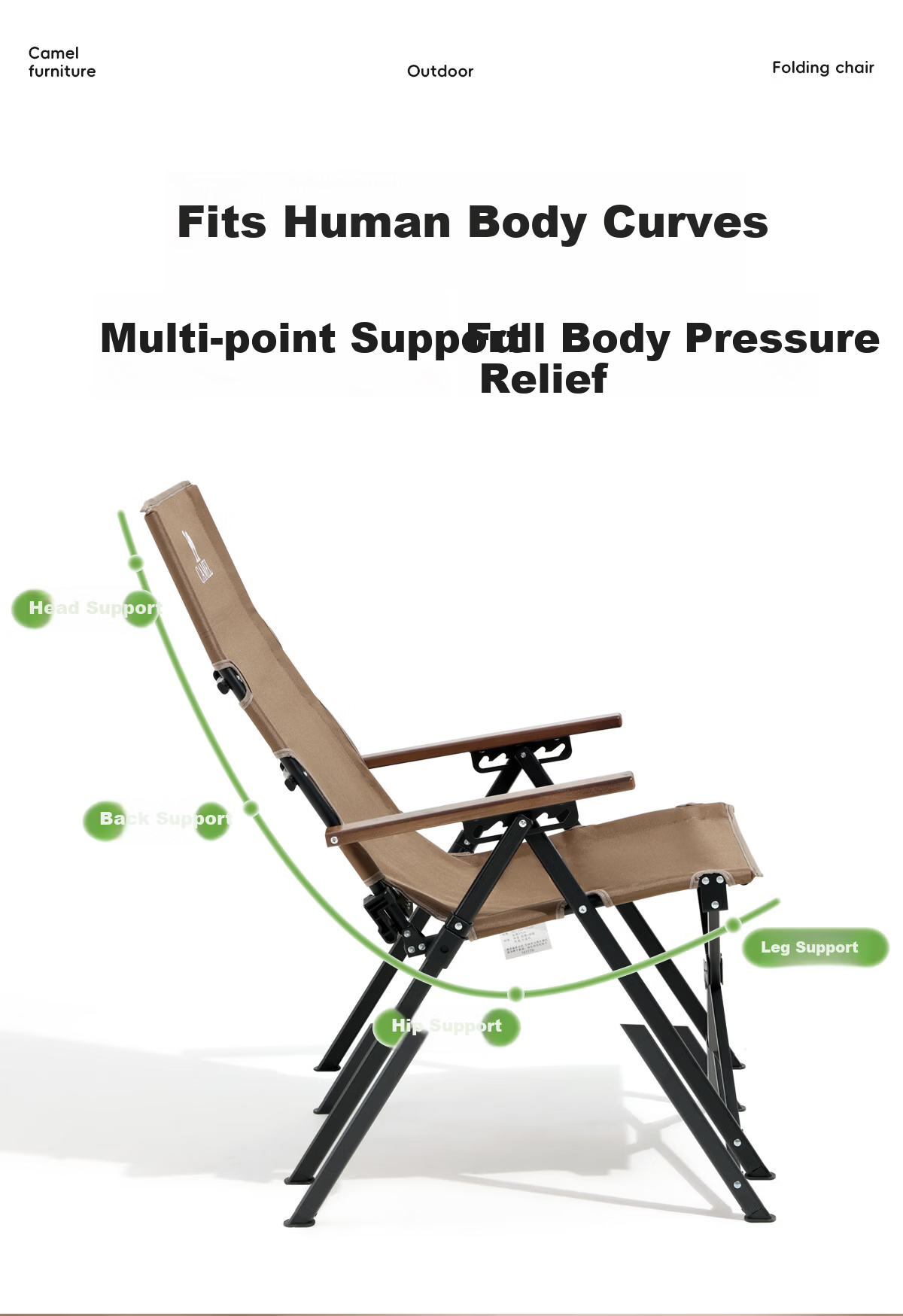 CAMEL Adjustable Folding Outdoor Recliner Portable Camping Chair Nap Chair Dual-Use Leisure Seat N75CH21050 5