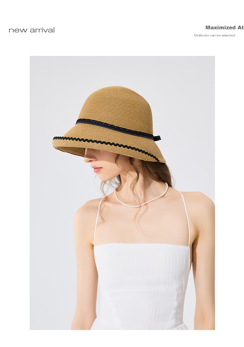 FANCET Women's Straw Hat Spring Summer French Style Rolled Brim Sun Hat UV Protection Beach Vacation Sun Hat 12