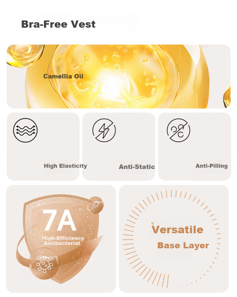 Herbal Original Camellia Oil Thermal Vest for Women Autumn Winter with Built-in Padded Fixed Cup Base Layer 2025 New Edition 2