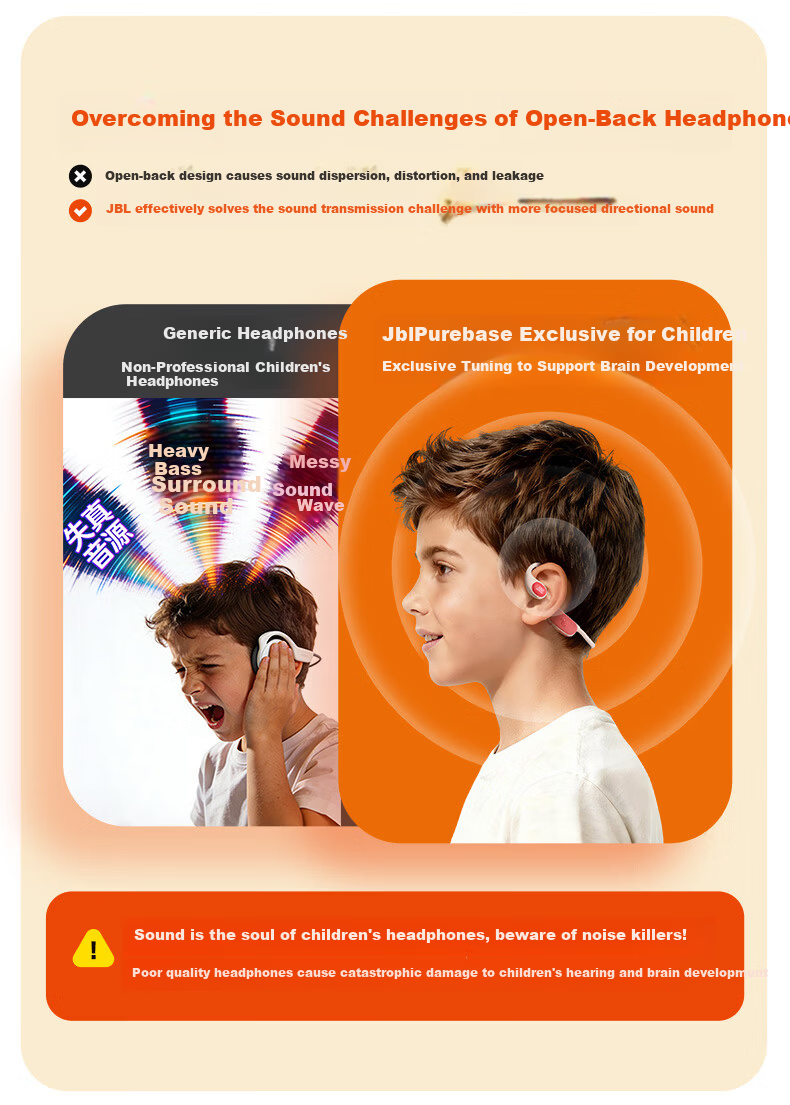 JBL JR Free Open-Ear Wireless Neckband Kids Headphones Non-In-Ear Bluetooth Ear-Hook Student Study Online Class Sports Music Ear Protection Parent-Child Education Sky Blue Purple 4