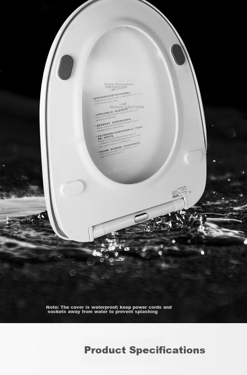 Submarine Smart Heated Toilet Seat with Constant Temperature, Electric V-Shaped Instant Heating Universal Toilet Lid Cover 10