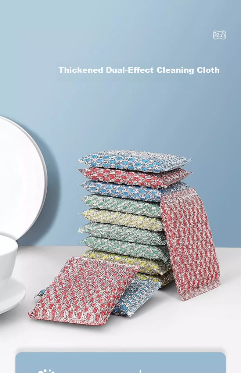 COODORA Soft Cleaning Cloth 10-Pack Dishwashing Sponges Steel Wool Scrubbers Oil Removal Kitchen Cleaning Cloths Lint-Free Household Pot Scrubbers 1