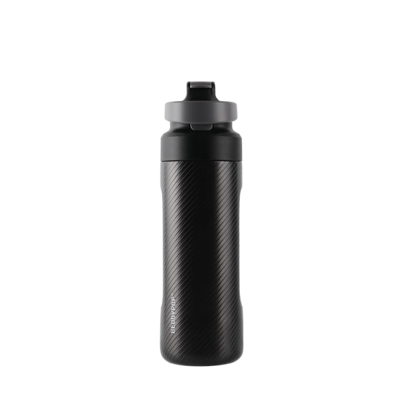 BEDDYBEAR Dynamic Dual-Drink Sports Insulated Bottle Student Portable Large Capacity Straw Cup Cycling Water Bottle 600ML Black Warrior