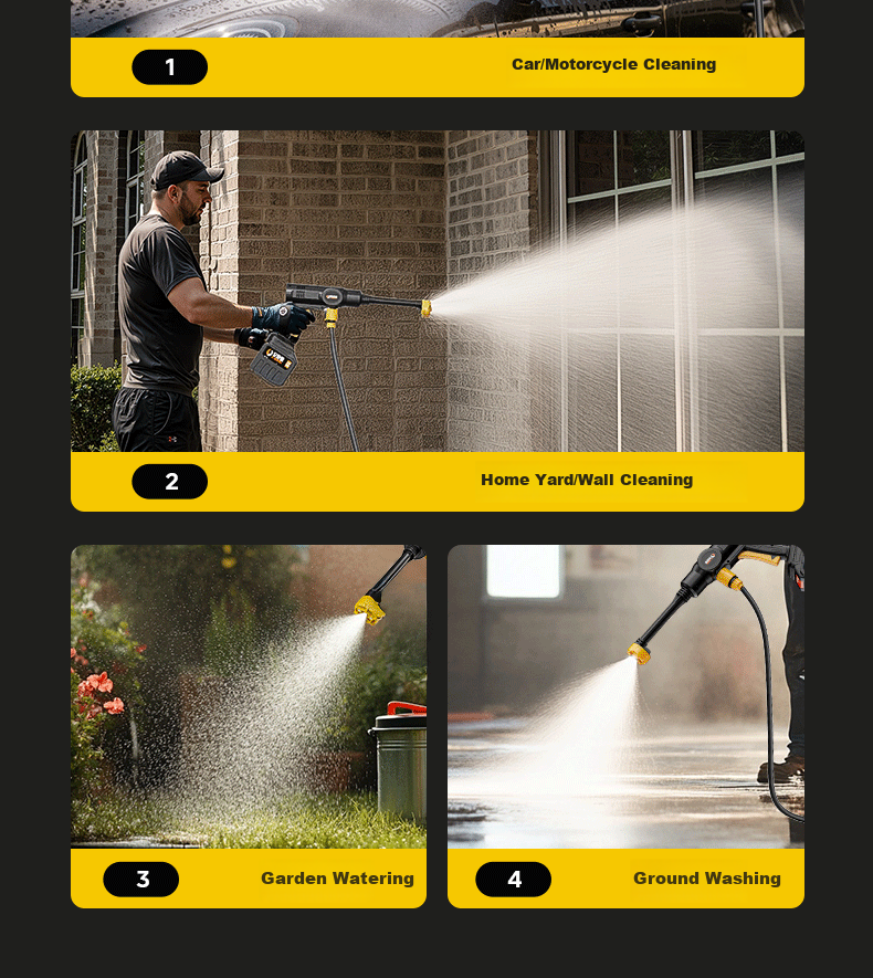 Quiet Bear Wireless Car Washer High-Pressure Water Gun Lithium Battery Rechargeable Electric Car Cleaning Machine 13