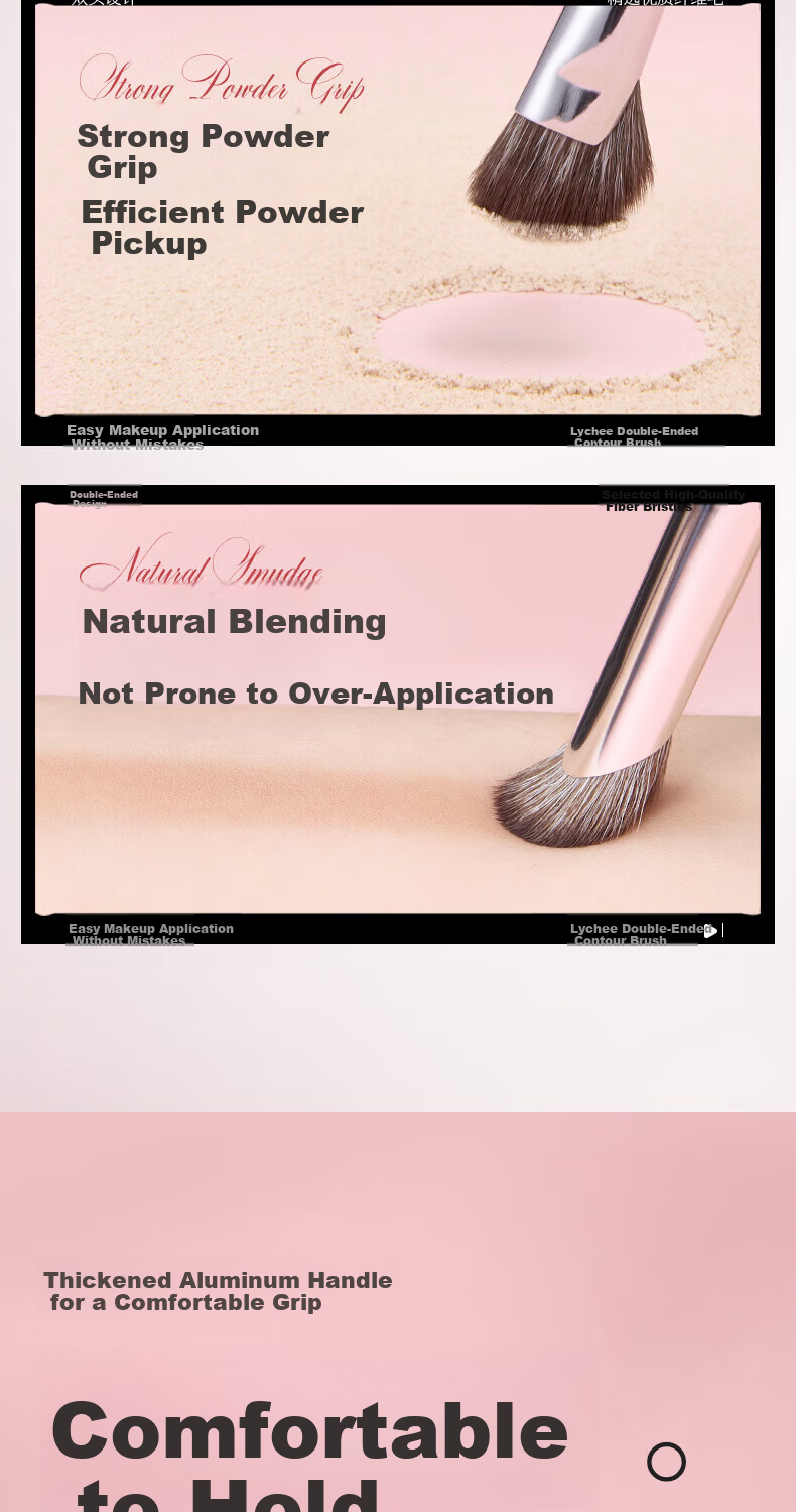 Litchi Double-Ended Contour Concealer Eye Shadow Blending Face Shaping Makeup Brush 1 Piece 10